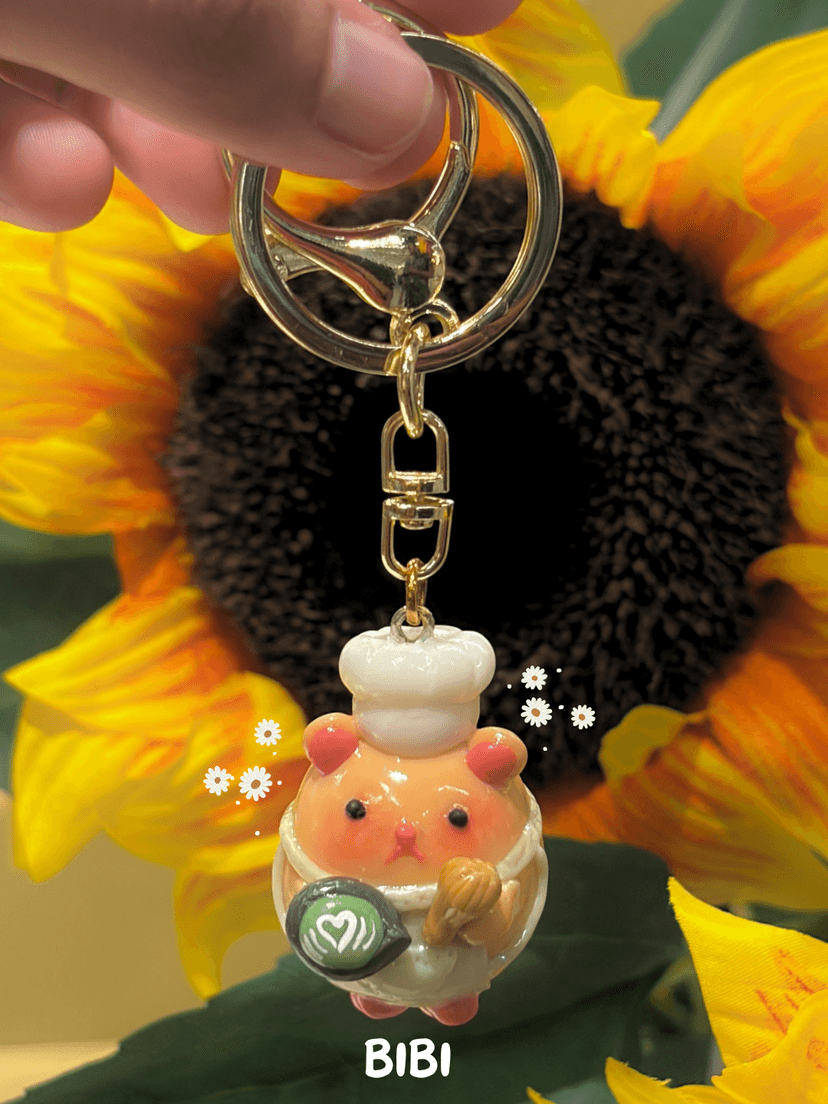 BIBI the Barista- Handmade Hamster Keychain
